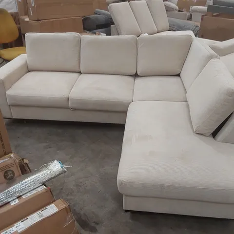 QUALITY DESIGNER UPHOLSTERED CORDUROY BEIGE CORNER SOFA BED