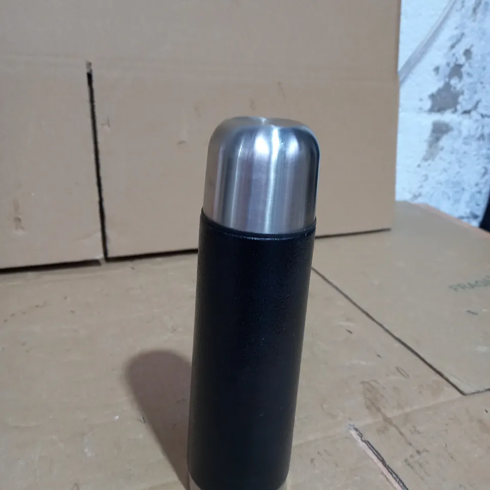 BLACK AND SILVER STAINLESS STEEL COFFEE MUG 