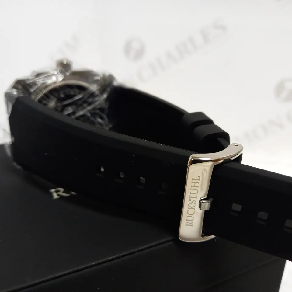 RUCKSTUHL OCTAGONAL FACE RUBBER STRAP WATCH RRP £540