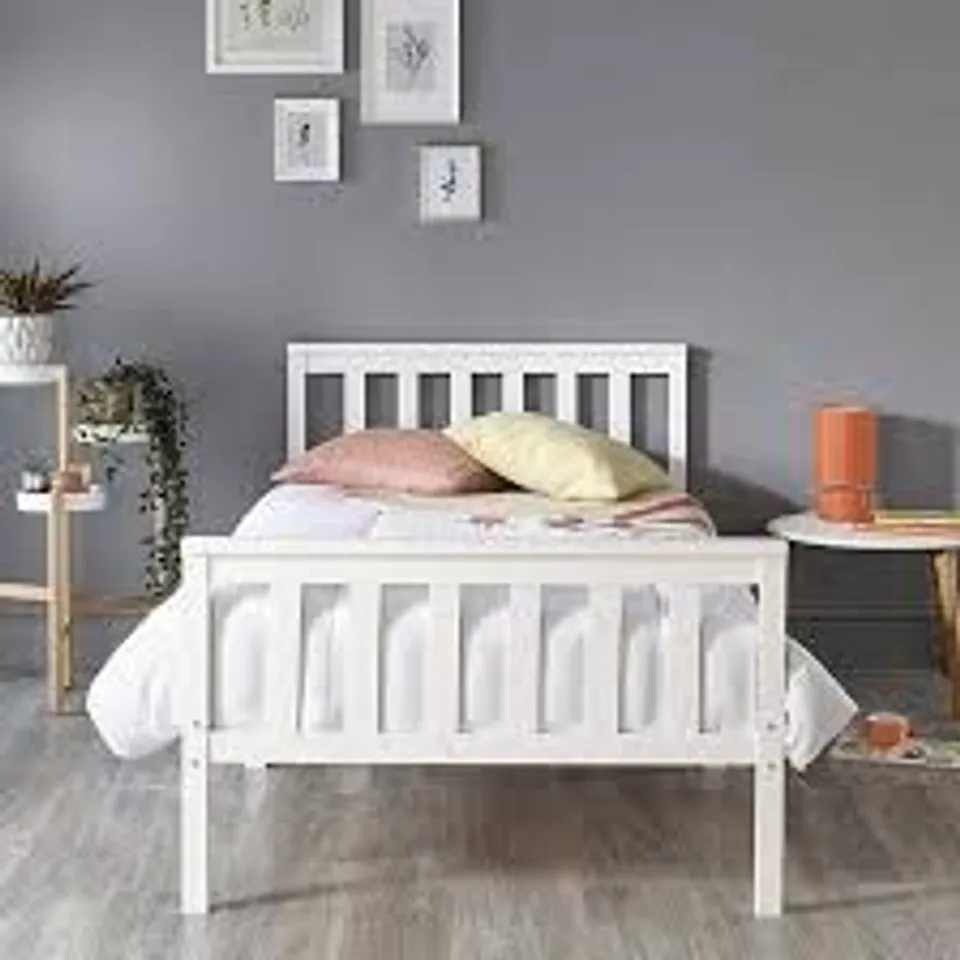 BOXED ASPIRE ATLANTIC SINGLE WHITE BED FRAME (1 BOX)