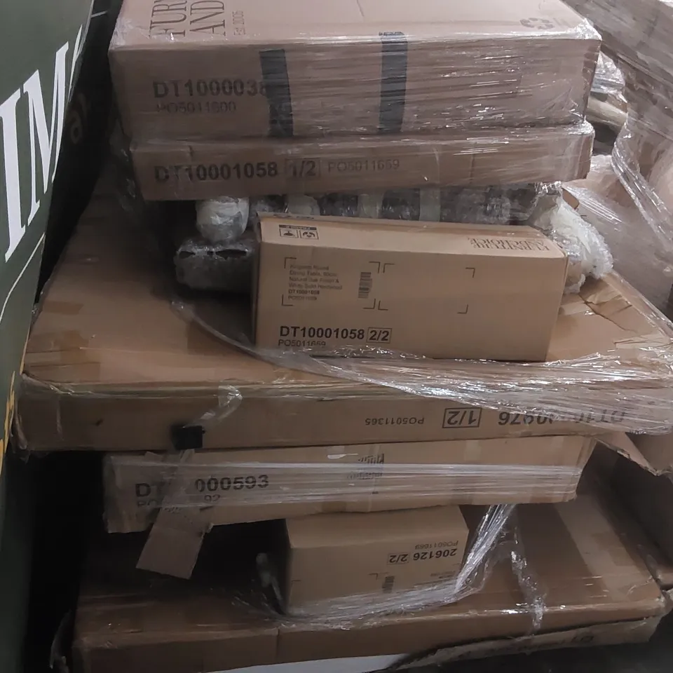 PALLET CONTAINING A LARGE QUANTITY OF ASSORTED DESIGNER FURNITURE PARTS ECT