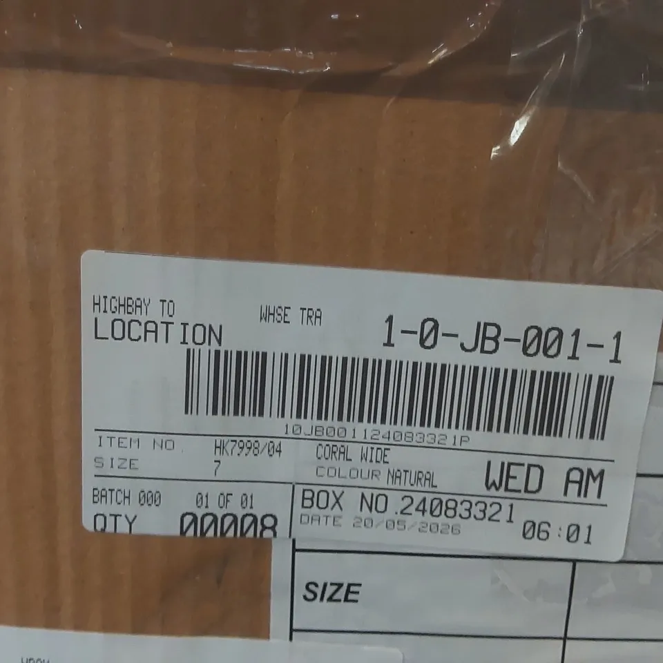 BOX CONTAINING APPROXIMATELY 8x BRAND NEW SIMPLY BE NATUAL CORAL WIDE SHOES - SIZE 7