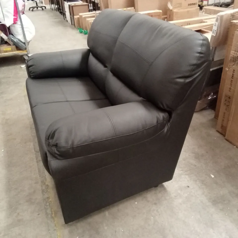 ORCHARD LANE 2 SEATER FAUX LEATHER SOFA - BLACK