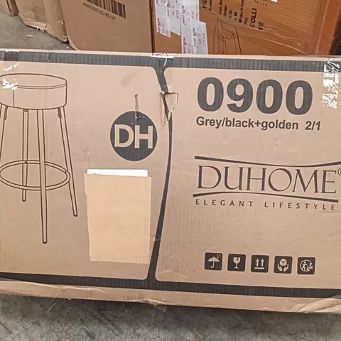 BOXED DUHOME BAR CHAIRS (SET OF 2) - GREY/GOLD/BLACK (1 BOX)