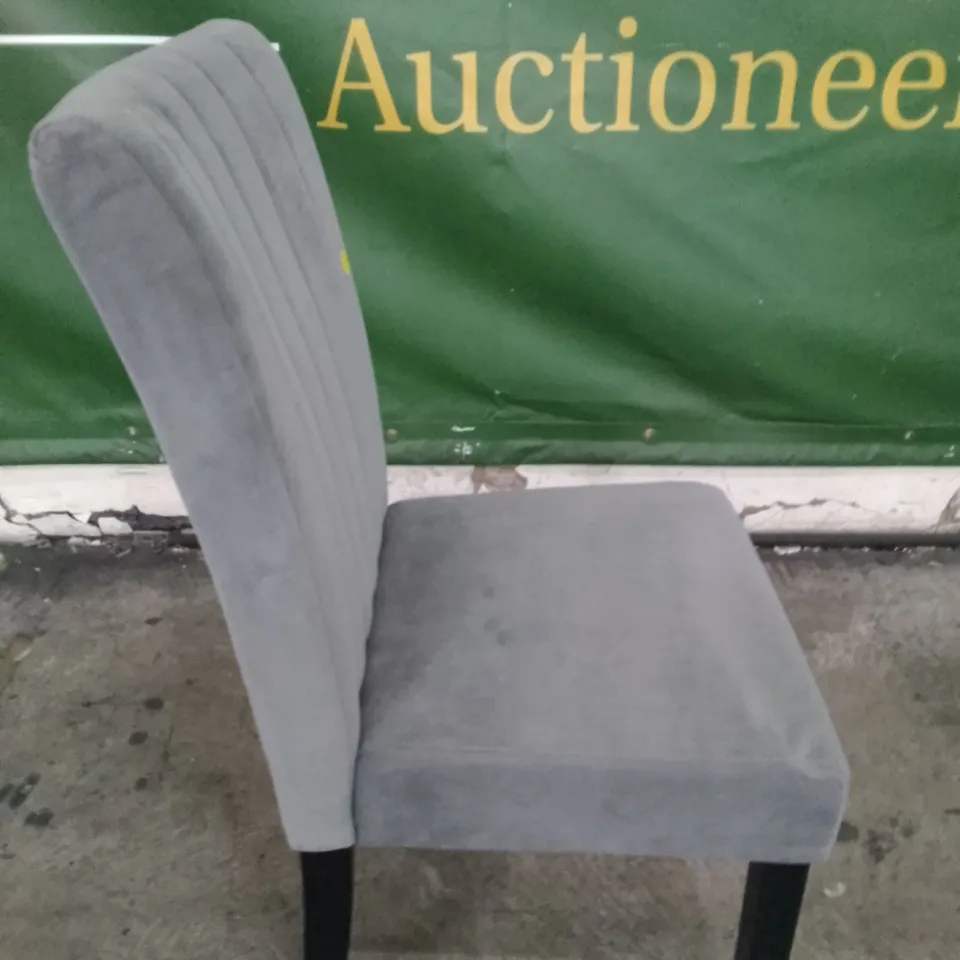 SALISBURY GREY VELVET DINING CHAIR WITH BLACK LEGS