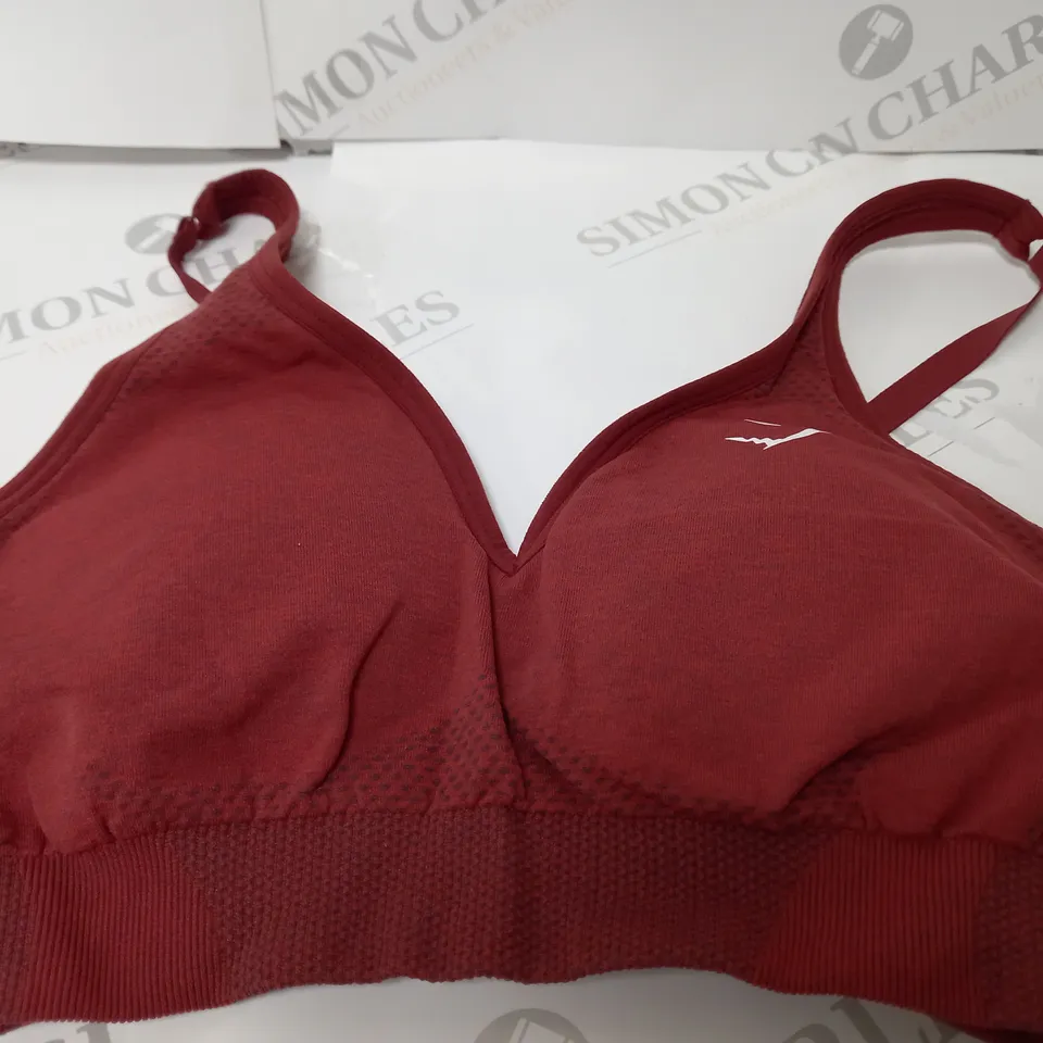 GYMSHARK SPORTS BRA IN DARK RED - SMALL