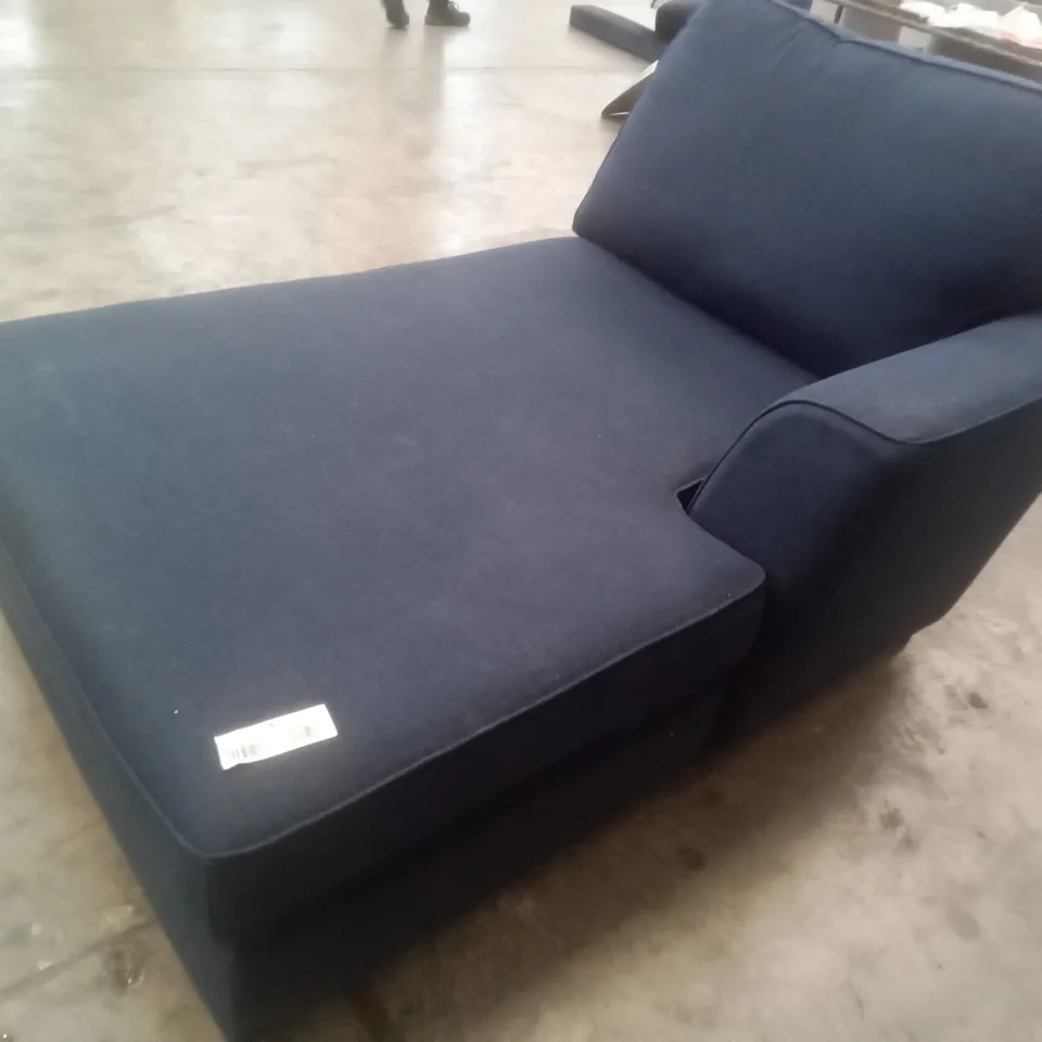 QUALITY DESIGNER RHF SOFA CHAISE SECTION WITH STORAGE - NAVY FABRIC 