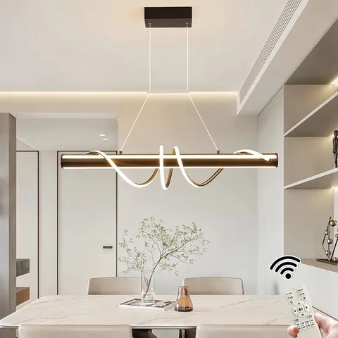 BOXED 1 - LIGHT DIMMABLE BLACK LED KITCHEN ISLAND PENDANT WITH REMOTE CONTROL INCLUDED