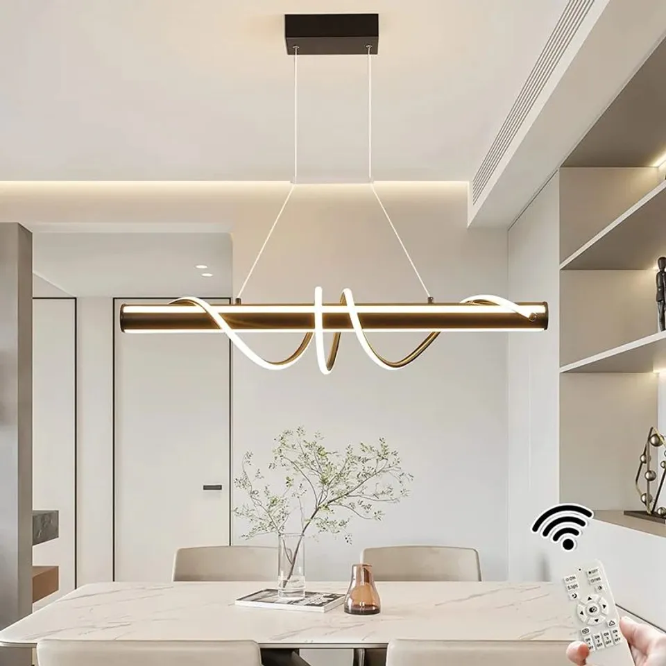 BOXED 1 - LIGHT DIMMABLE BLACK LED KITCHEN ISLAND PENDANT WITH REMOTE CONTROL INCLUDED