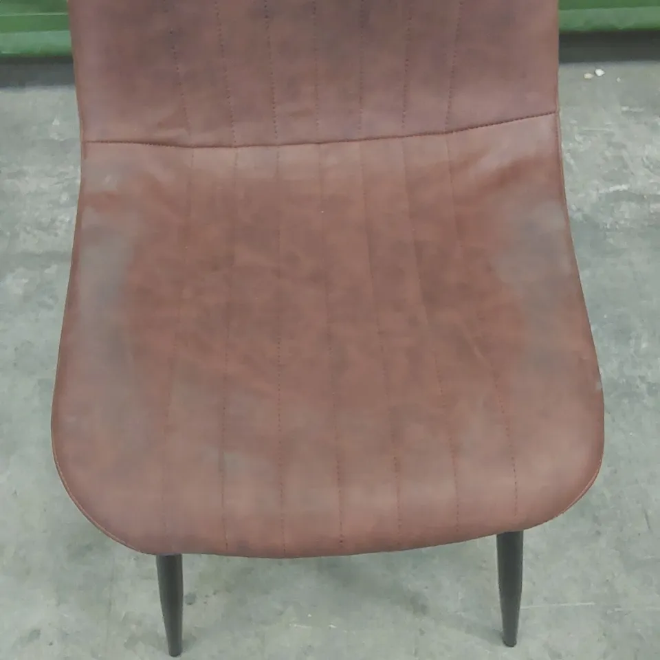 DESIGNER CHESTNUT LEATHER UPHOLSTERED DINING CHAIR 