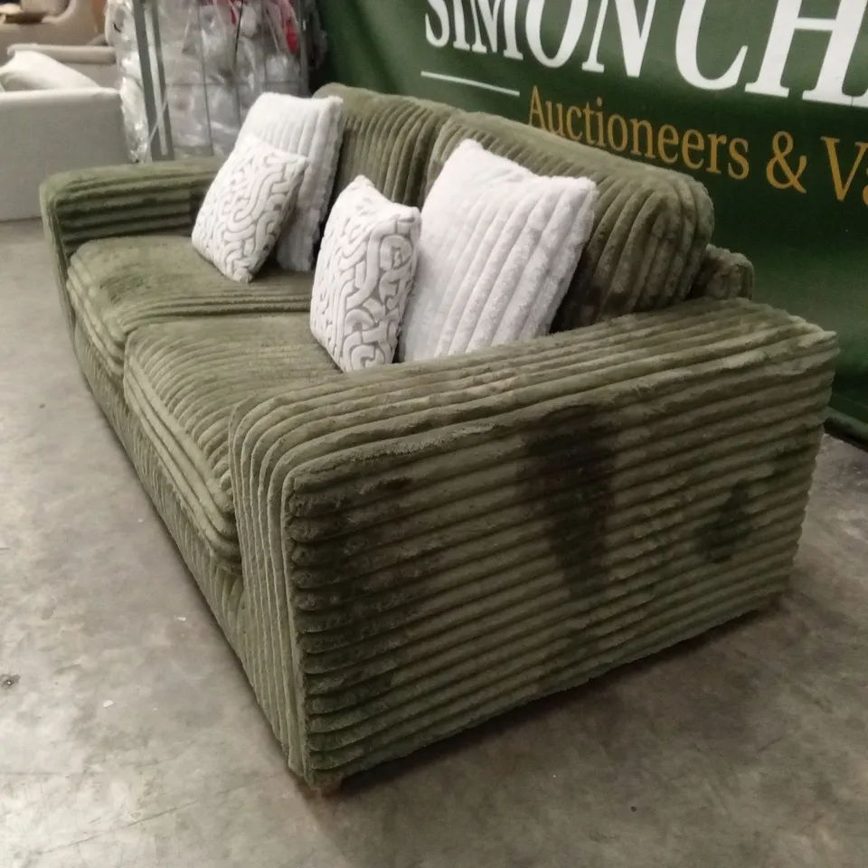 COSY FAUX FUR 2 SEATER SOFA - OLIVE RRP £1199
