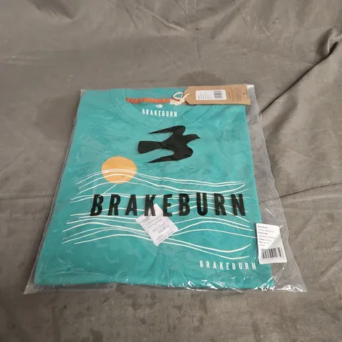 BRAKEBURN PAINTED WAVES TEE IN GREEN SIZE M
