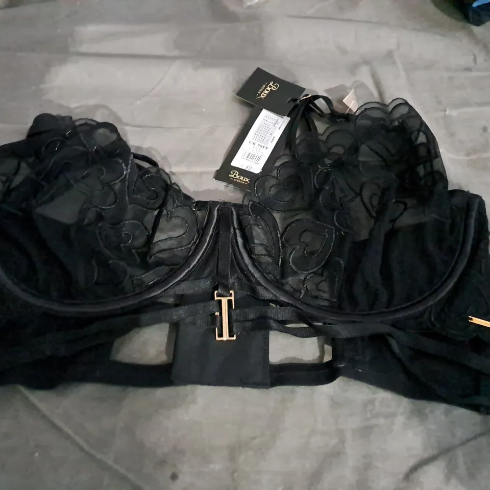 BOUX AVENUE JACQUELINE BALCONETTE BRA BLACK SIZE 36FF