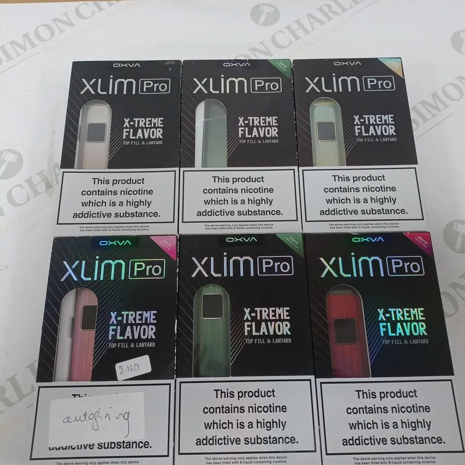 LOT OF 6 ASSORTED OXVA XLIM PRO E-CIGS