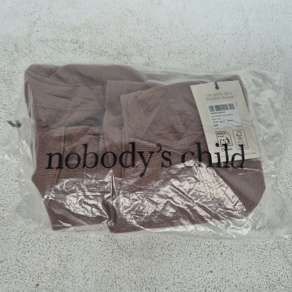 BAGGED NOBODY'S CHILD RACER VEST IN JERSEY BROWN SIZE UK MEDIUM