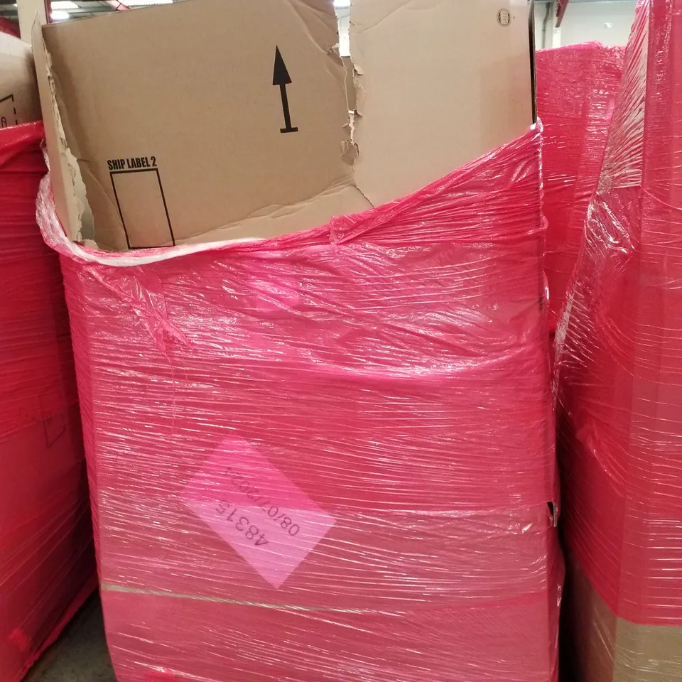 PALLET OF ASSORTED PRODUCTS INCLUDING WATER BOTTLE, FRIDGE TRAY, WOOD WALL CLOCK, CHRISTMAS BAUBLES, BRAS, PHONE CASE