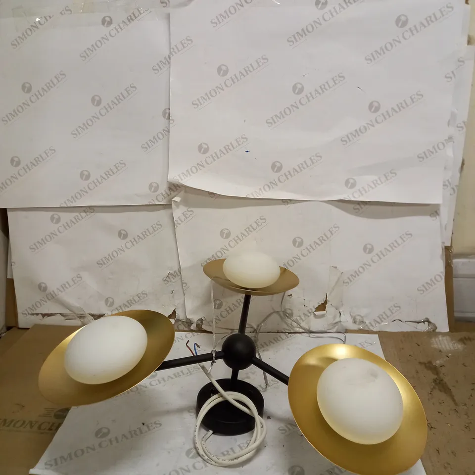 GOLD & BRONZE DISH SEMI FLUSH WITH PEBBLE SHAPED GLASS