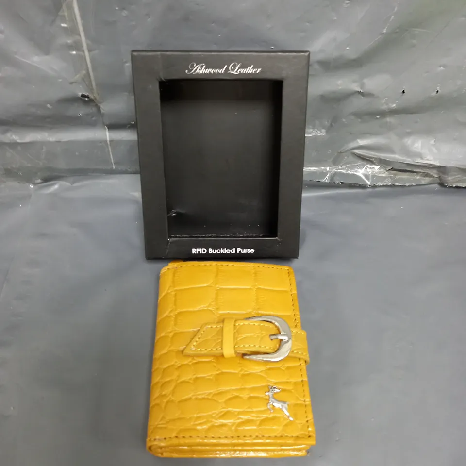 ASHWOOD LEATHER BUCKLE PURSE OCHRE 