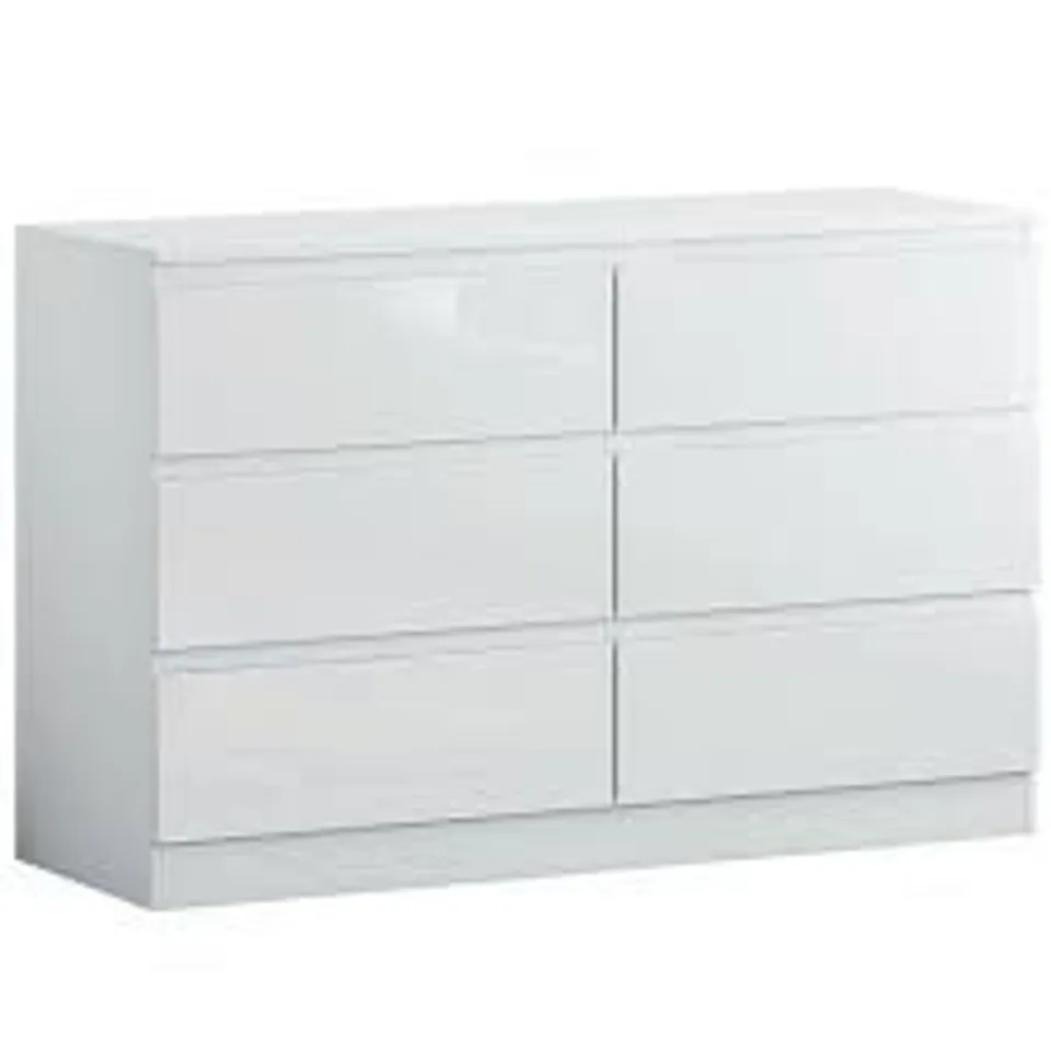 BOXED CARLTON 6 DRAWER 126CM WHITE DRESSER