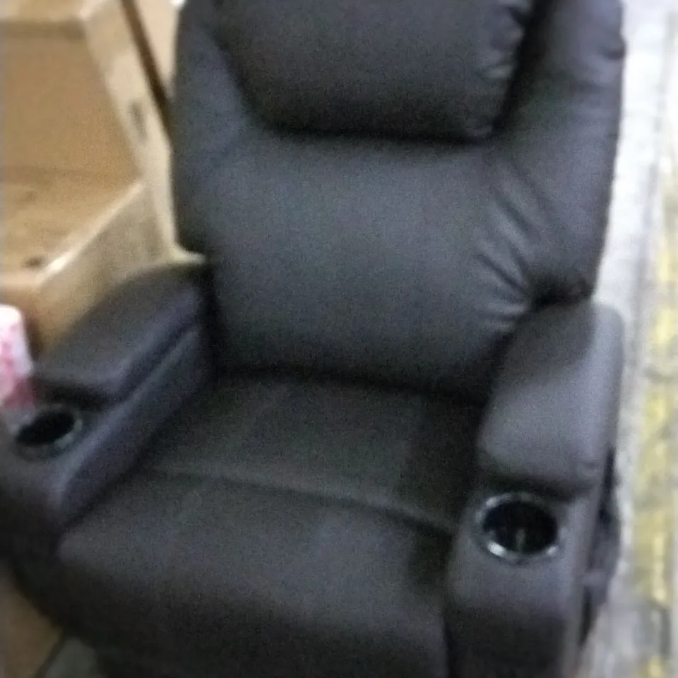 DESIGNER BLACK FAUX LEATHER RECLINING ARM CHAIR