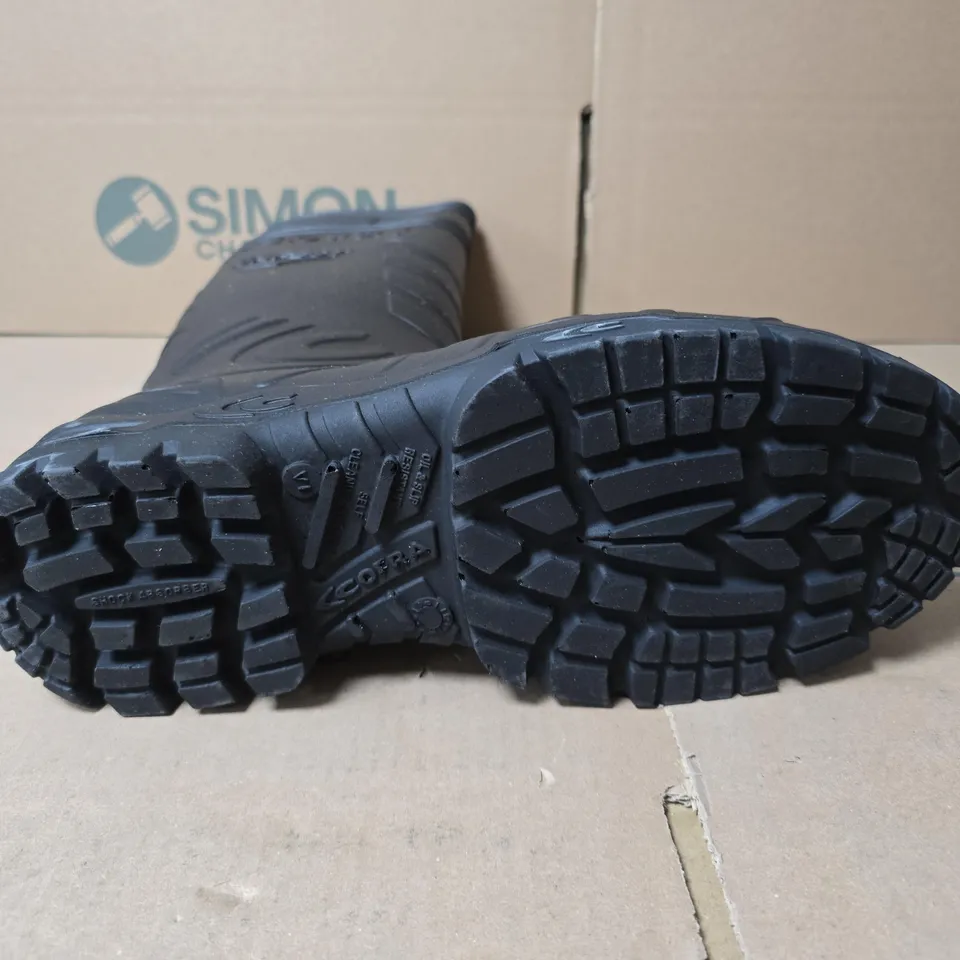 BOXED PAIR OF COFRA SAFETY BOOTS S5 EN ISO 20345 – BLACK KNEE-HIGH, UK 11 (EU 46)