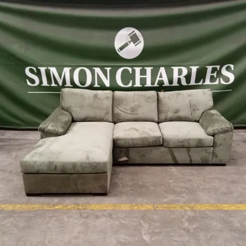 SALERNO STANDARD BACK LEFT HAND 3 SEATER FABRIC CHAISE SOFA – OLIVE GREEN