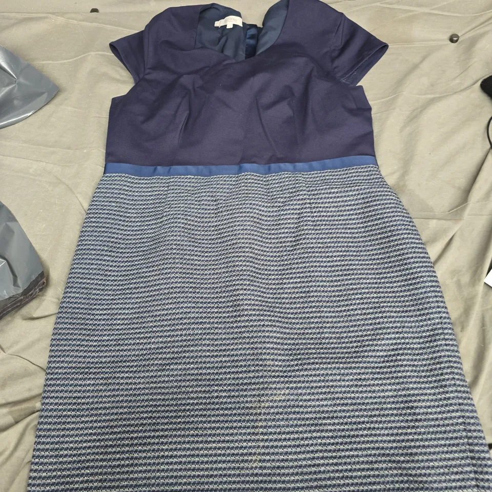 HOBBS LONDON NAVY DRESS WITH PATTERNED SKIRT – WOMEN'S UK 16