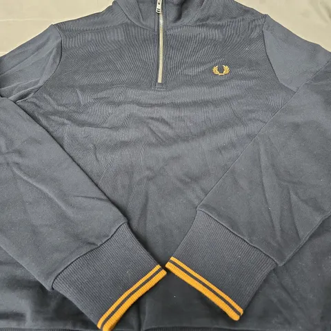 FRED PERRY 1/4 ZIP CARDIGAN - SIZE S