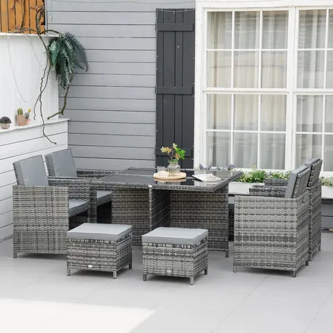 BOXED EDGMON 8 SEATER RATTAN/METAL CONVERSATION SET (4 BOXES)