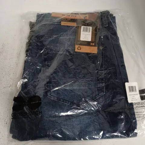 BAGGED CROSSHATCH MALCOM LONG WAIST 36 JEANS IN NAVY