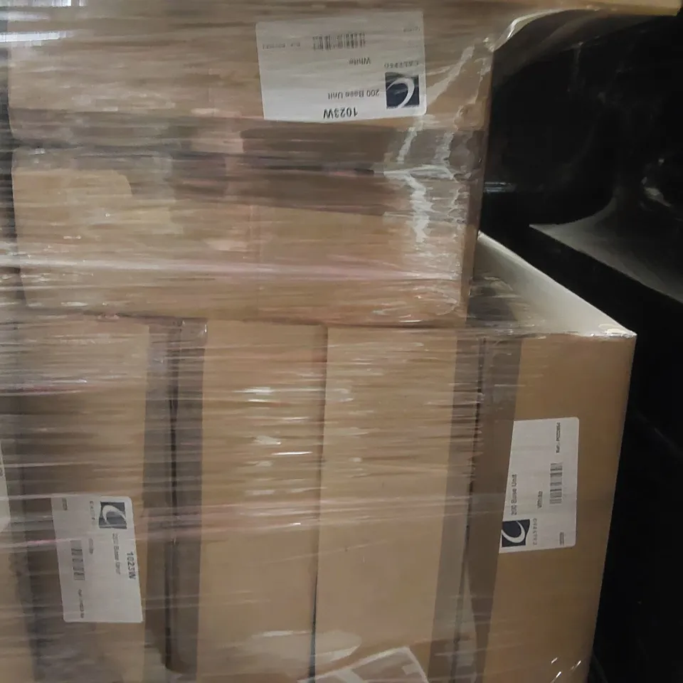 PALLET CONTAINING A LARGE ASSORTMENT OF BATHROOM FURNITURE PARTS INCLUDING: CALYPSO BASE UNITS ECT
