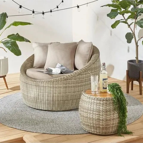 BOXED MAJORCA SNUGGLE SEAT & SIDE TABLE SET - NATURAL (1 BOX)