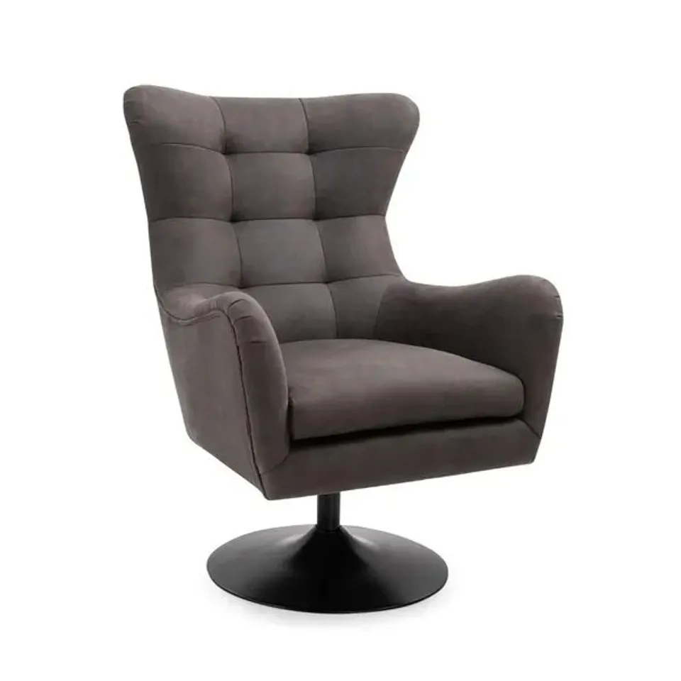BOXED ROAN MICROSUEDE SWIVEL CHAIR - DARK GREY (1 BOX)