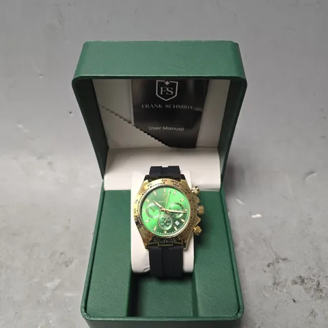 FRANK SCHMIDT WATCH – MULTI FUNCTION SUB DIALS WITH DATE – HQ RUBBER SPORTS STRAP – 3ATM WATER RESISTANT – GIFT BOX INCLUDED