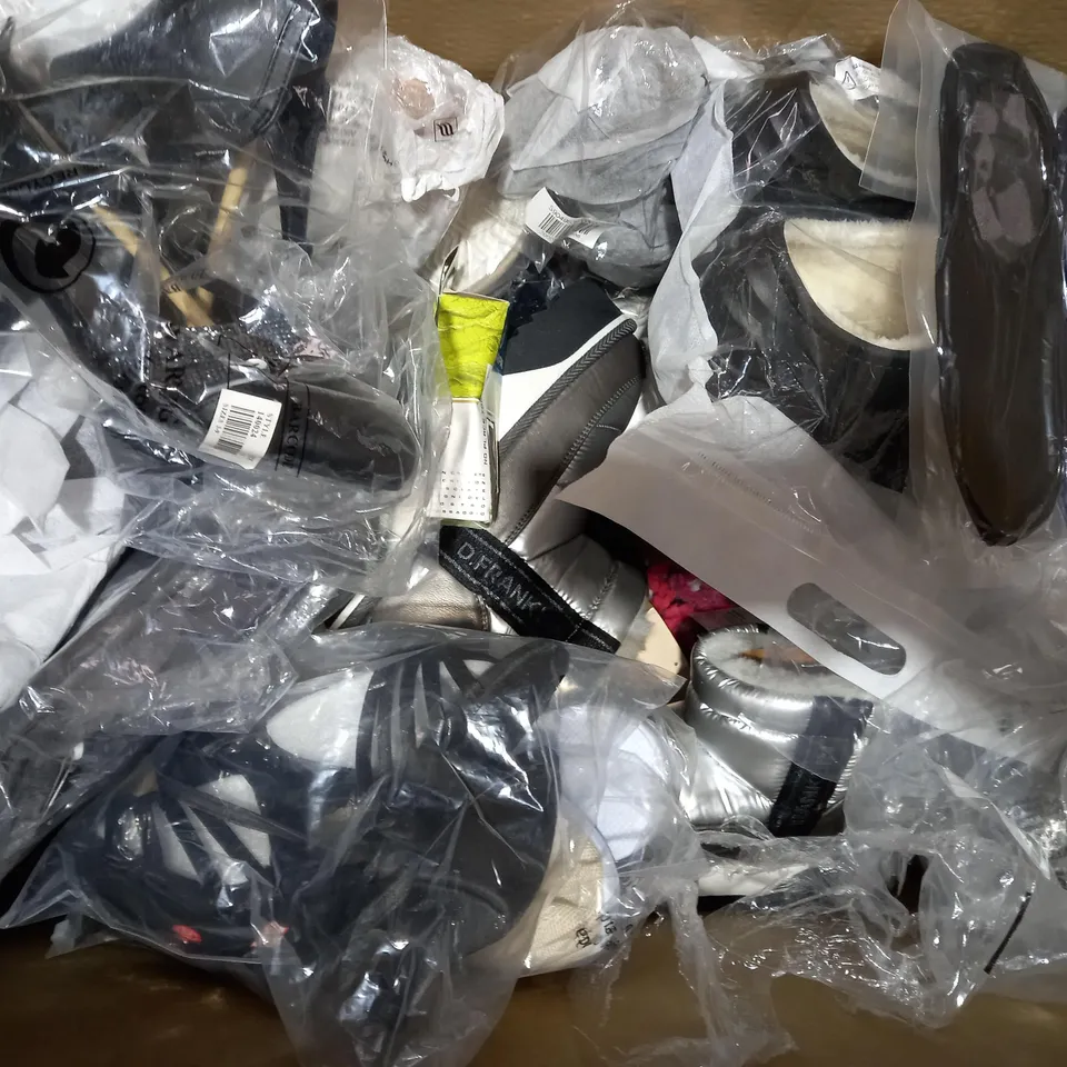 BOX OF APPROXIMATELY 10 ASSORTED PAIRS OF SHOES AND FOOTWEAR ITEMS IN VARIOUS STYLES AND SIZES TO INCLUDE COS, AUTOGRAPH, ETC