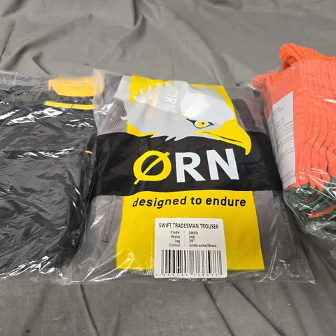 APPROXIMATELY 20 ASSORTED WORKWEAR PRODUCTS TO INCLUDE TROUSERS, GLOVES ETC