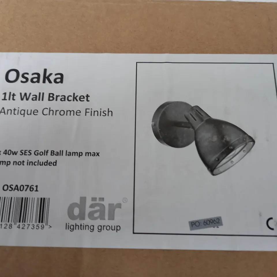 BOXED DAR LIGHTING OSAKA 1-LAMP WALL LIGHT IN ANTIQUE CHROME