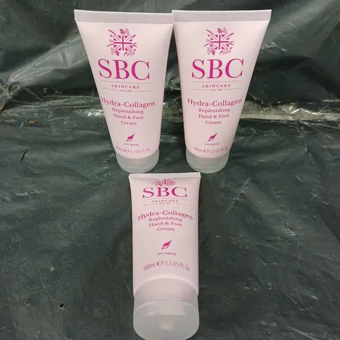 3 X SBC SKINCARE HYDRA-COLLAGEN HAND & FOOT CREAM - 3 X 100ML