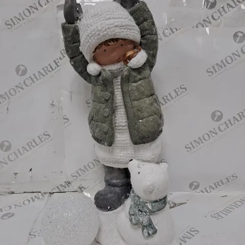 HEAVEN SENDS LIGHT-UP GIRL THROWING SNOWBALL CHRISTMAS ORNAMENT
