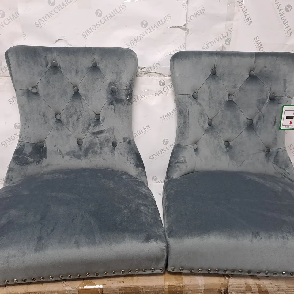 BOXED WARWICK VELVET PAIR OF STANDARD DINING CHAIRS - CHARCOAL/BLACK RRP £199