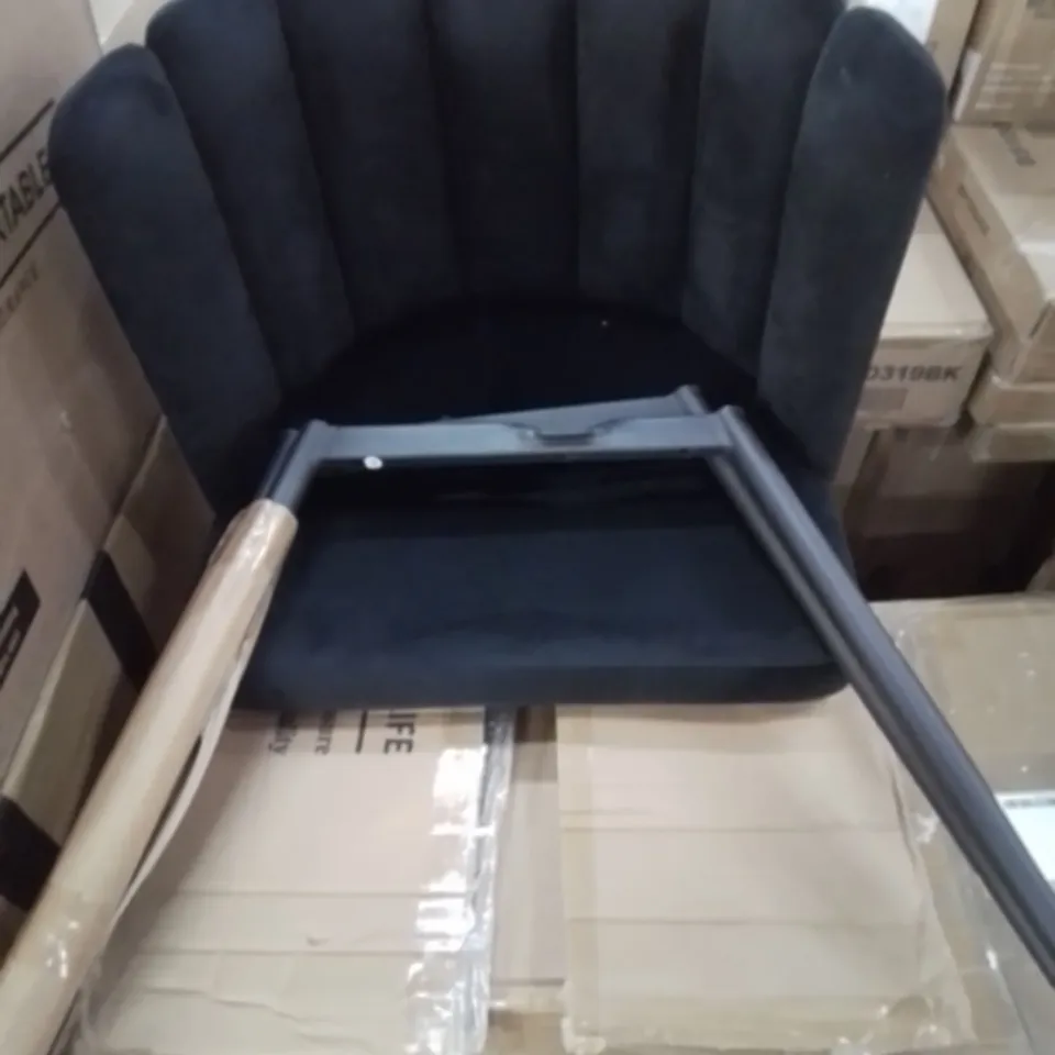 BOXED PAIR OF BLACK FABRIC DINING CHAIRS 