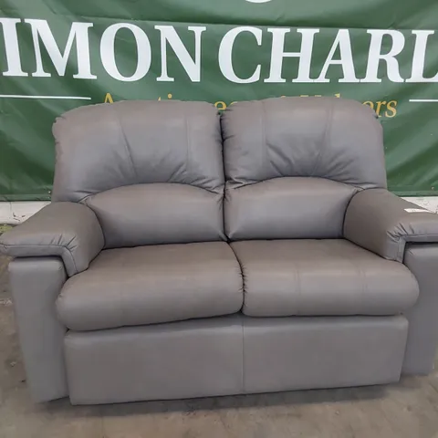 QUALITY BRITISH DESIGNER G PLAN CHLOE TWO SEATER SOFA DALLAS CHARCOAL LEATHER