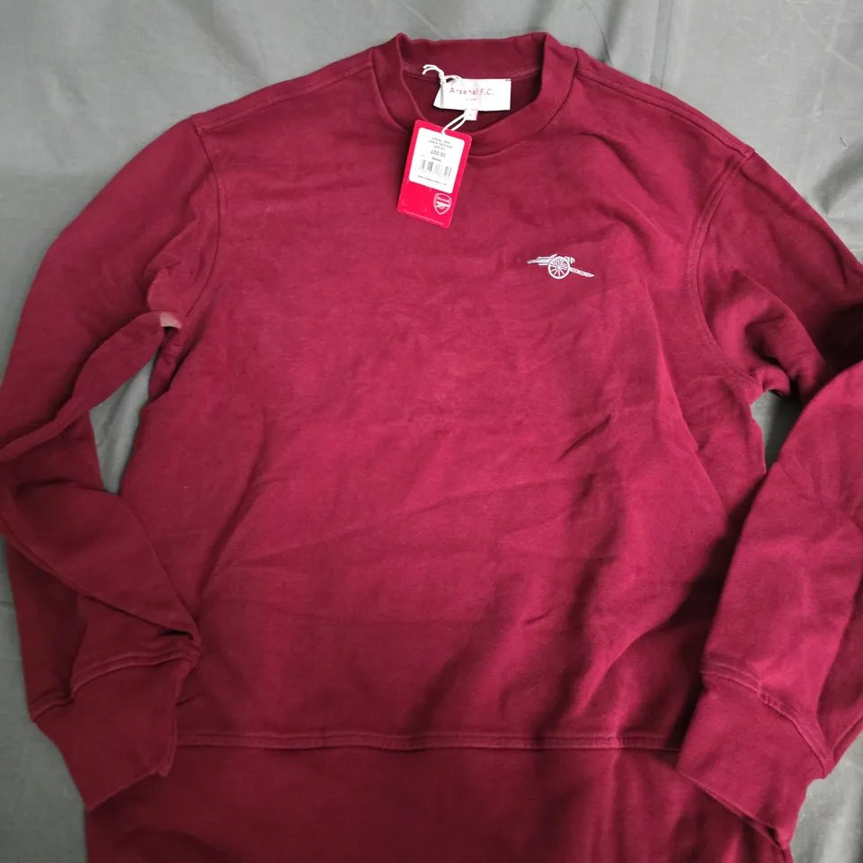 ARSENAL FC MENS CANNON SWEATSHIRT IN DARK RED - SMALL