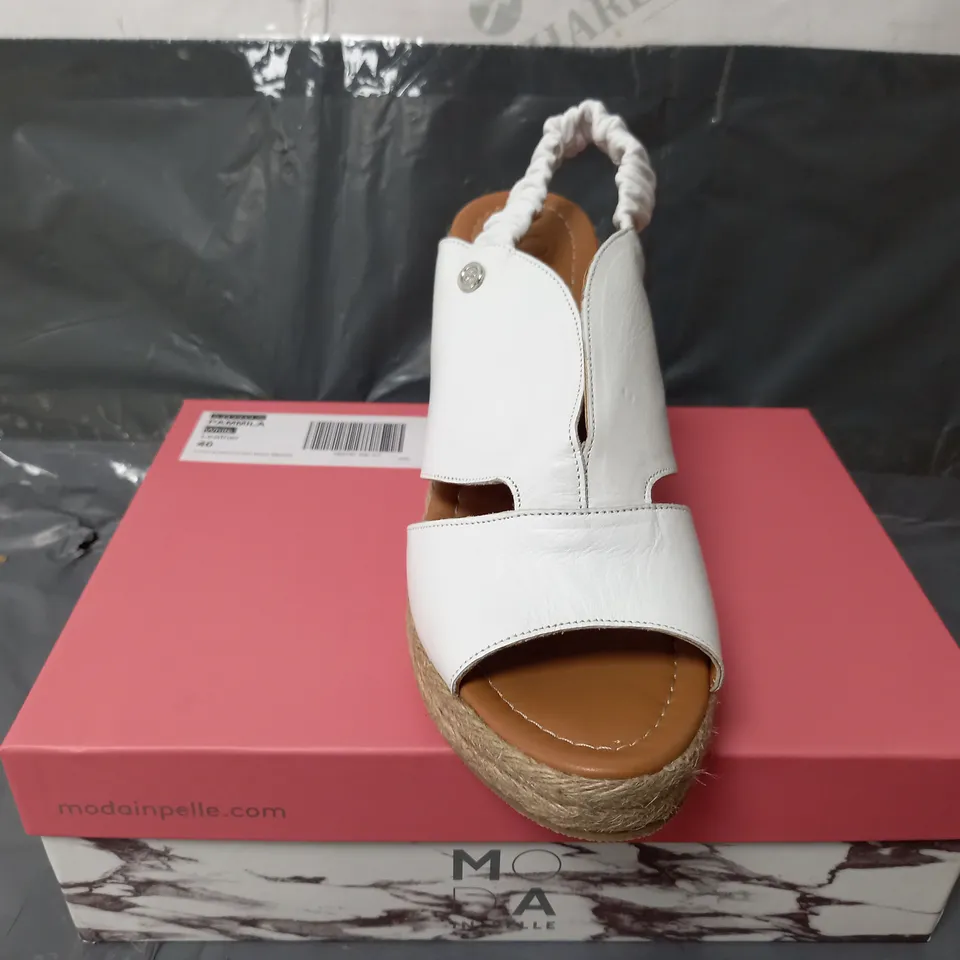 BOXED MODA SHOON PAMMILA WHITE LEATHER HIGH HEELS OPEN TOE - SIZE 7