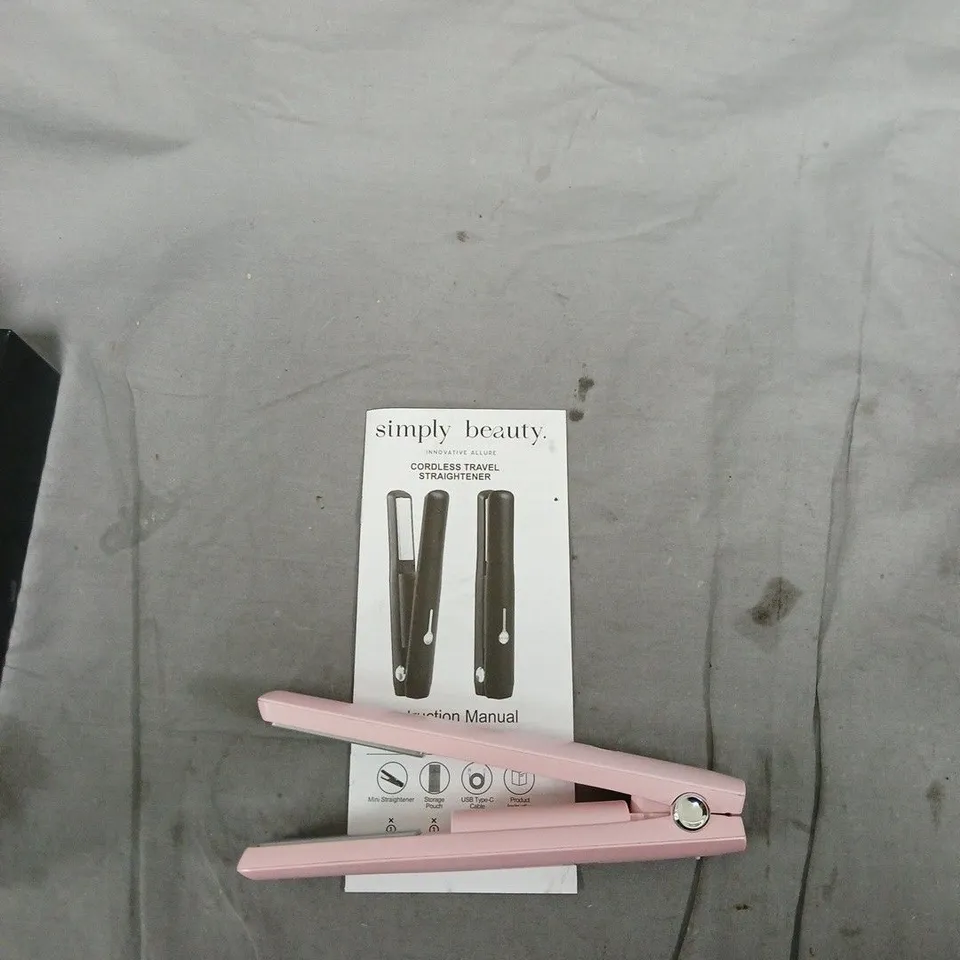 SIMPLY BEAUTY CORDLESS TRAVEL HAIR STRAIGHTENER – PINK