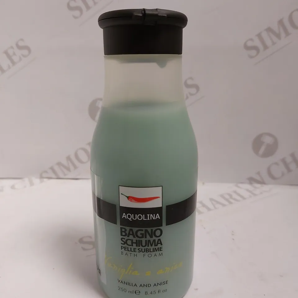 BOX OF APPROXIMATELY 30 AQUOLINA BAGNO SCHIUMA VANILLA & ANISE BATH FOAM 