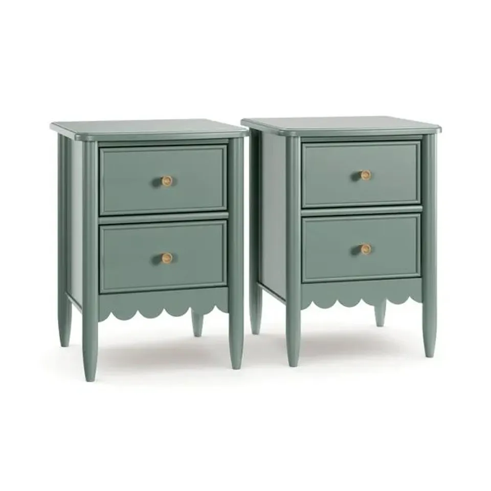 BOXED REMI 2 DRAWER BEDSIDE TABLE - LILYPAD (1 BOX)