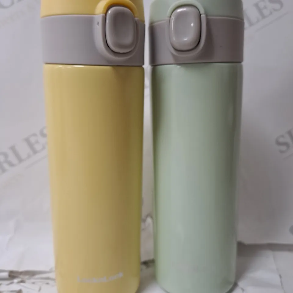 LOCK & LOCK SET OF 2 STAINLESS INSULATED DAILY POP PASTEL WATER BOTTLES