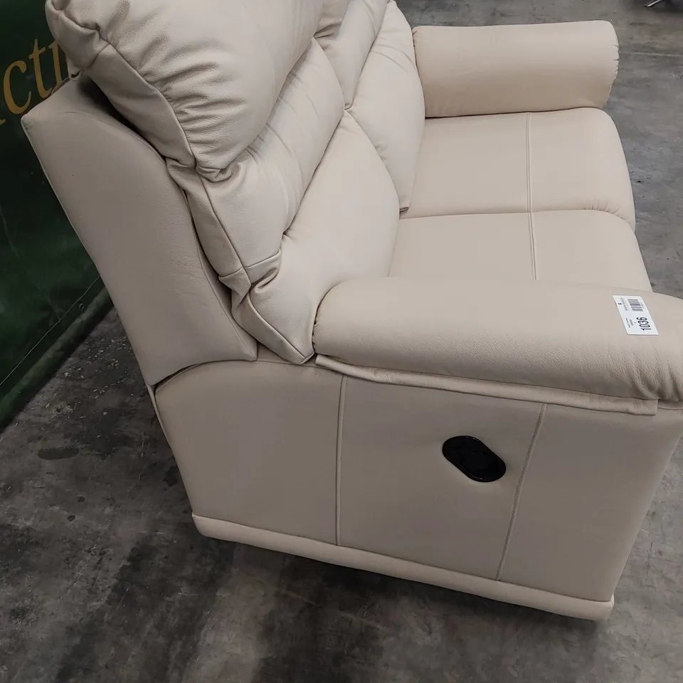 QUALITY BRITISH DESIGNER G PLAN MALVERN MANUAL RECLINING TWO SEATER SOFA CAMBRIDGE STONE LEATHER 