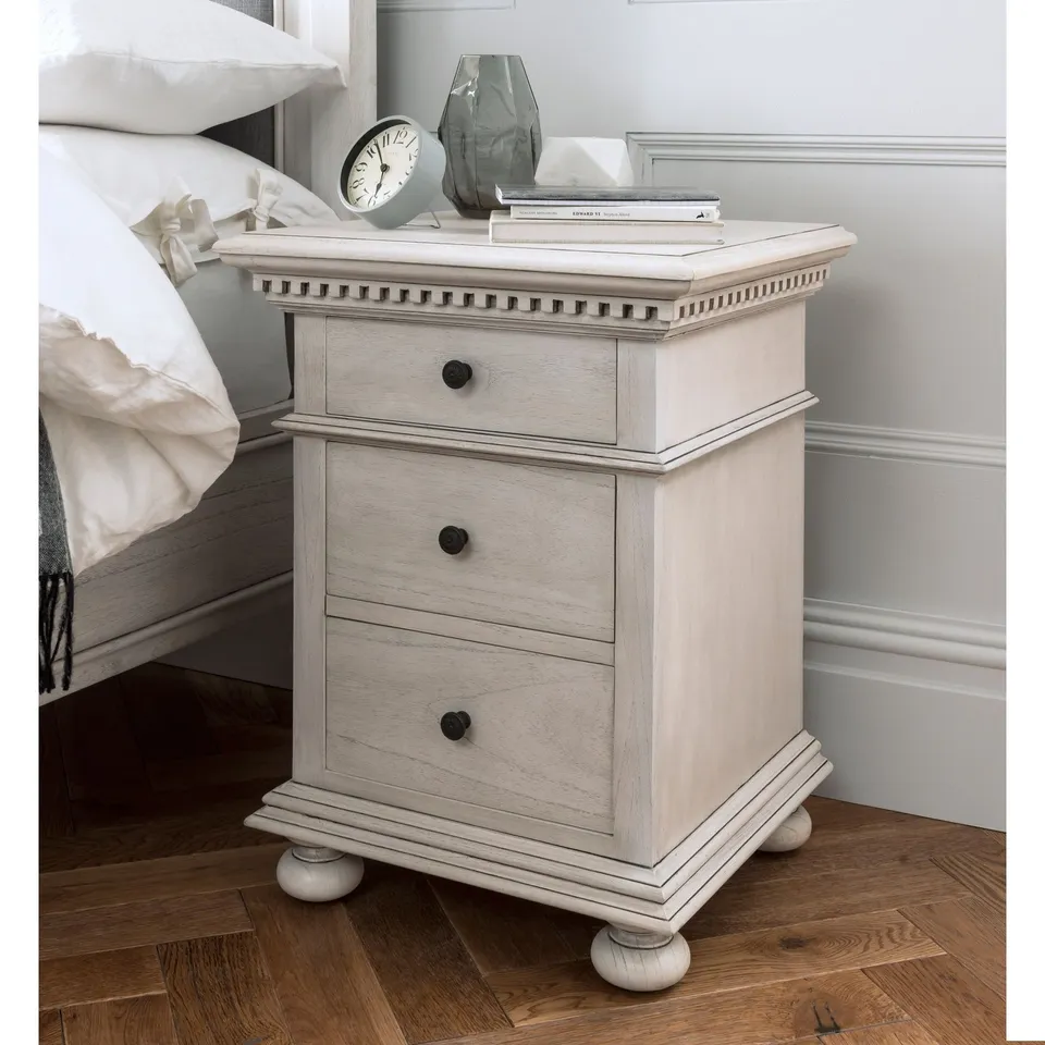 PACKAGED HOMESDIRECT365 BAKERSFIELD BEDSIDE TABLE ANTIQUE WHITE